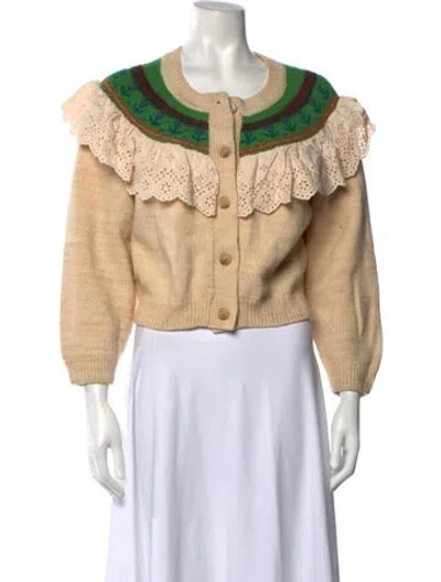 Pre-owned Loeffler Randall Merino Wool Patterned Sweater In Neutrals