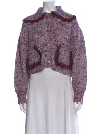 Pre-owned Loeffler Randall Merino Wool Printed Sweater In Purple