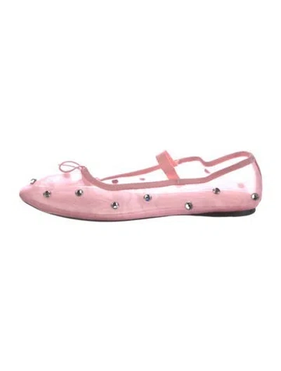 Pre-owned Loeffler Randall Mesh Bow Accents Ballet Flats In Pink