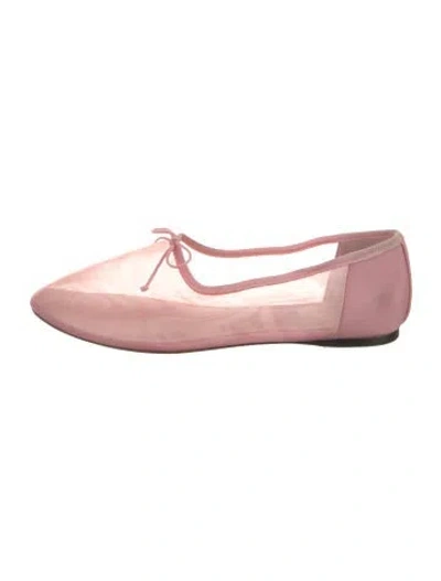 Pre-owned Loeffler Randall Mesh Bow Accents Ballet Flats In Pink
