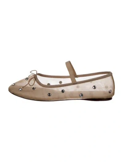 Pre-owned Loeffler Randall Mesh Crystal Embellishments Ballet Flats In Neutral