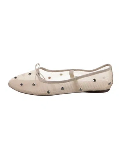 Pre-owned Loeffler Randall Mesh Crystal Embellishments Ballet Flats In Neutral