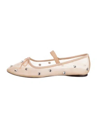 Pre-owned Loeffler Randall Mesh Crystal Embellishments Ballet Flats In Pink