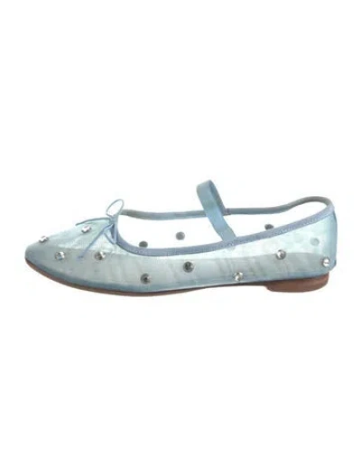 Pre-owned Loeffler Randall Mesh Crystal Embellishments Mary Jane Flats In Blue