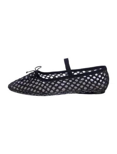 Pre-owned Loeffler Randall Mesh Lace Pattern Ballet Flats In Black