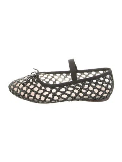 Pre-owned Loeffler Randall Mesh Lace Pattern Ballet Flats In Black
