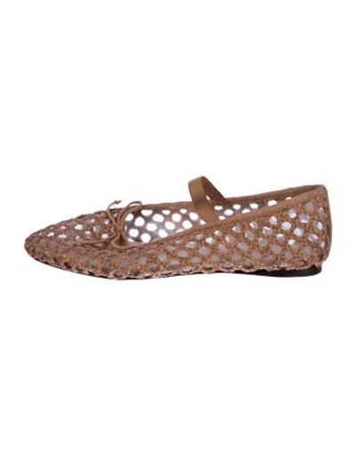 Pre-owned Loeffler Randall Mesh Mary Jane Flats In Neutral