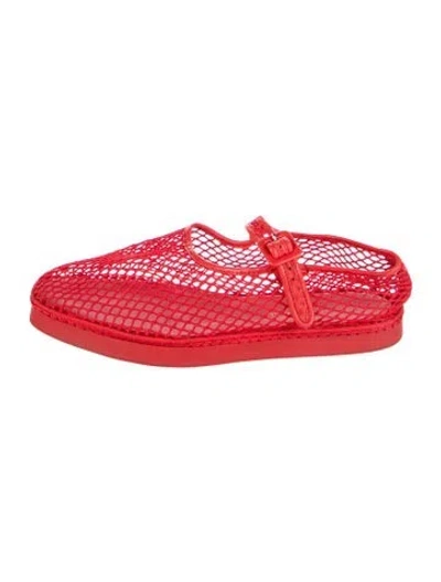 Pre-owned Loeffler Randall Mesh Mary Jane Flats In Red