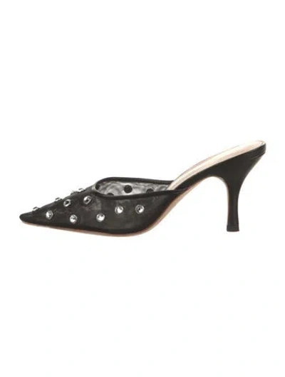 Pre-owned Loeffler Randall Mesh Mules In Black