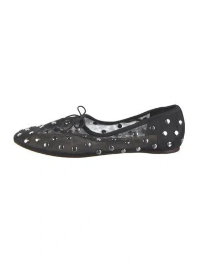 Pre-owned Loeffler Randall Mesh Polka Dot Print Ballet Flats In Black