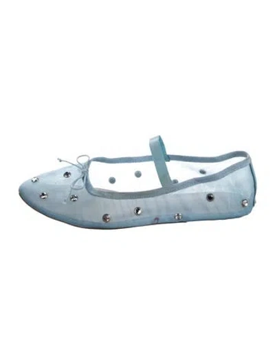 Pre-owned Loeffler Randall Mesh Polka Dot Print Ballet Flats In Blue