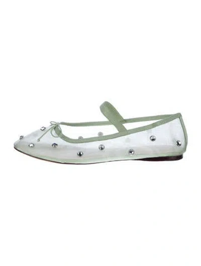 Pre-owned Loeffler Randall Mesh Polka Dot Print Ballet Flats In Green