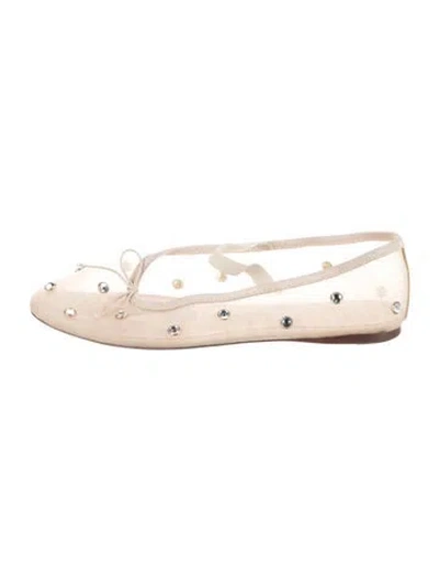 Pre-owned Loeffler Randall Mesh Polka Dot Print Ballet Flats In Neutrals