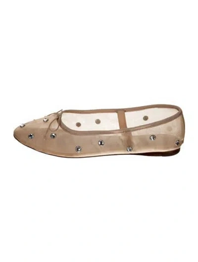 Pre-owned Loeffler Randall Mesh Printed Ballet Flats In Gold/metallic
