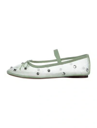 Pre-owned Loeffler Randall Mesh Printed Ballet Flats In Green