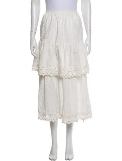Pre-owned Loeffler Randall Midi Length Skirt In White