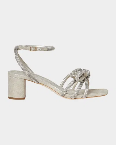 Loeffler Randall Mikel Strass Bow Ankle-strap Sandals In Silver