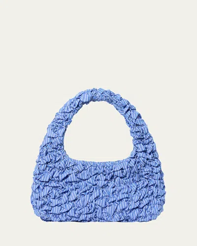 Loeffler Randall Mini Smocked Stripe Shoulder Bag In Blue Stripe
