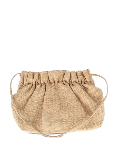 Pre-owned Loeffler Randall Mini Willa Raffia Clutch Bag In Neutral