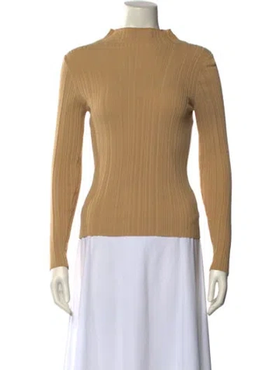 Pre-owned Loeffler Randall Mock Neck Long Sleeve Top In Neutral