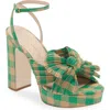 Loeffler Randall Natalia Platform Sandal In Green/butterscotch Gingham