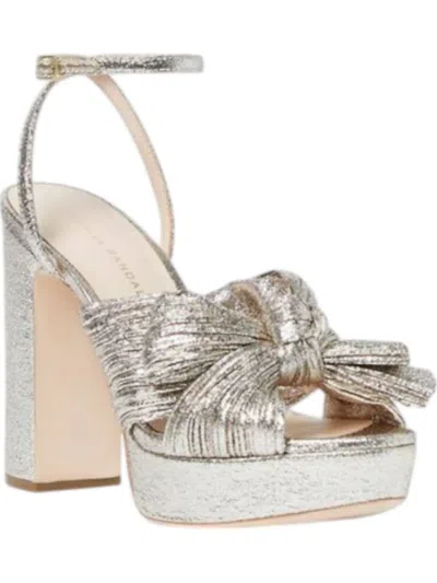 LOEFFLER RANDALL NATALIA PLEATED PLATFORM SANDAL IN CHAMPAGNE