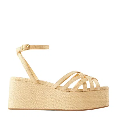 Loeffler Randall Natural Raffia Wedge Sandals In Animal Print