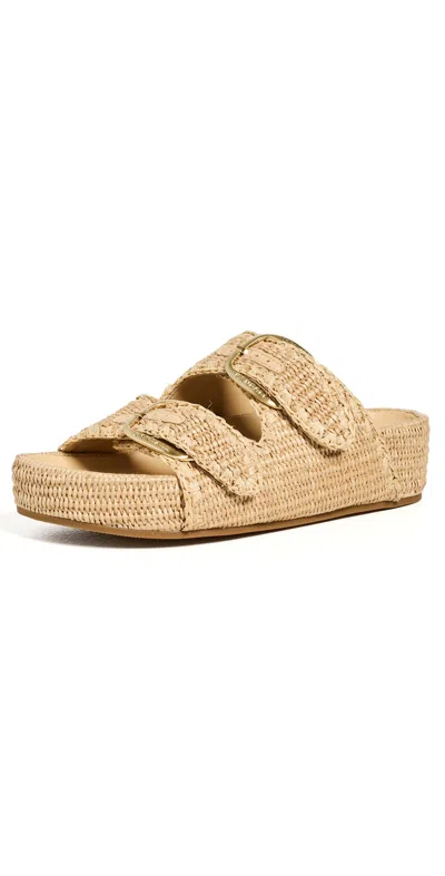 Loeffler Randall Nico Natural Dual-buckle Slide Sandals In Neutral