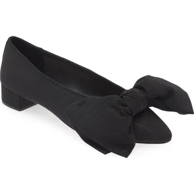 Loeffler Randall Noa Bow Pointed Toe Block Heel Pump In Black