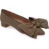 Loeffler Randall Noa Bow Pointed Toe Block Heel Pump In Brown/black Check