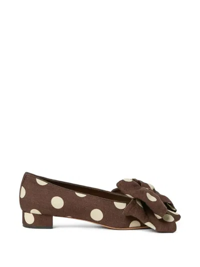 Loeffler Randall Noa Bow Polka Dot Ballet Flats In Brown