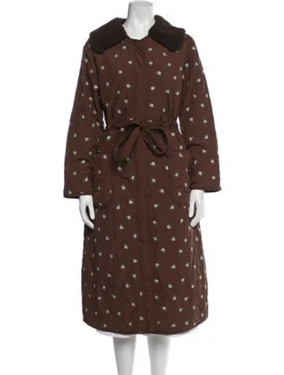 Pre-owned Loeffler Randall Nylon Floral Print Coat W/ Tags In Brown