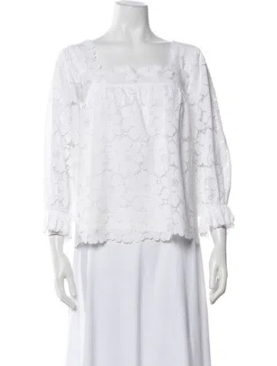Pre-owned Loeffler Randall Nylon Lace Pattern Top In White