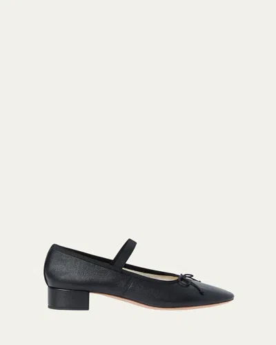 Loeffler Randall Odile Leather Mary Jane Ballerina Flats In Black