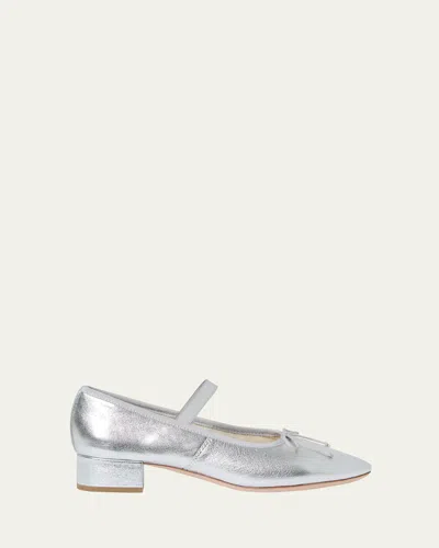 Loeffler Randall Odile Metallic Mary Jane Ballerina Flats In Silver