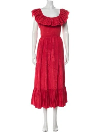 Pre-owned Loeffler Randall Off-the-shoulder Long Dress W/ Tags In Red