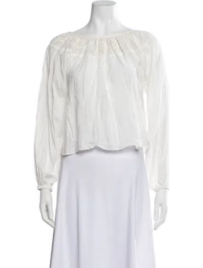 Pre-owned Loeffler Randall Off-the-shoulder Long Sleeve Blouse In Neutrals