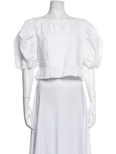 Pre-owned Loeffler Randall Off-the-shoulder Short Sleeve Blouse In White