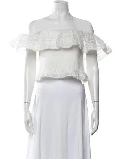 Pre-owned Loeffler Randall Off-the-shoulder Sleeveless Crop Top In White