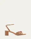 Loeffler Randall Olivia Leather Knot Block Heel Sandals In Brown