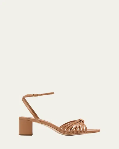 Loeffler Randall Olivia Leather Knot Block Heel Sandals In Brown