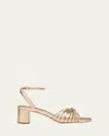 Loeffler Randall Olivia Leather Knot Block Heel Sandals In Gold