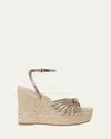 Loeffler Randall Pamela Mignon Knotted Metallic Leather Wedges In Multi
