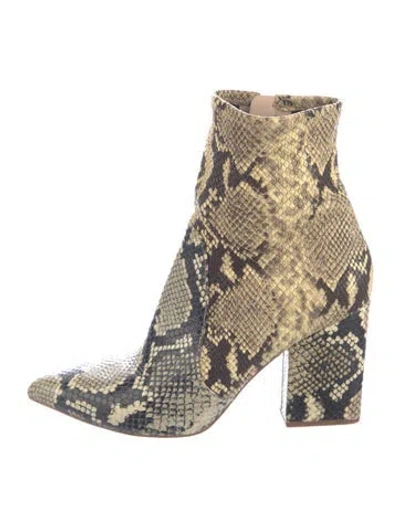 Pre-owned Loeffler Randall Patent Leather Animal Print Boots In Neutral
