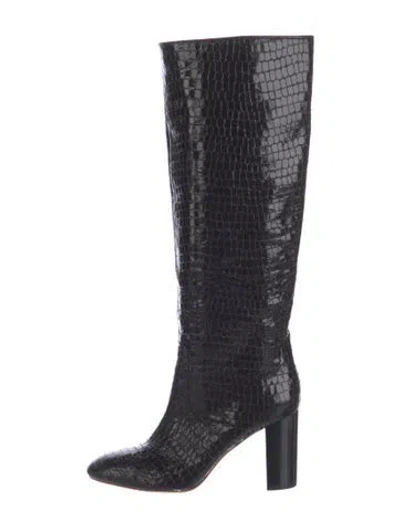 Pre-owned Loeffler Randall Patent Leather Boots In Black