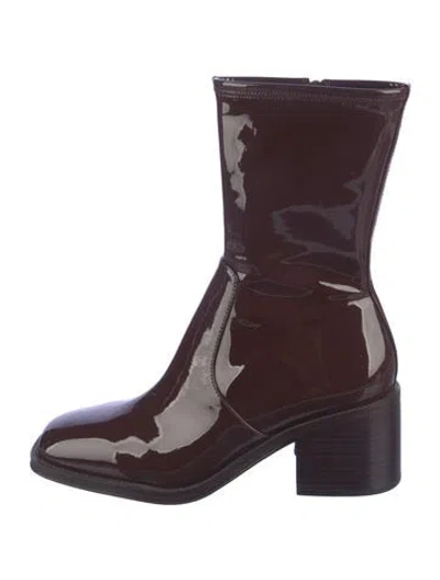 Pre-owned Loeffler Randall Patent Leather Boots In Burgundy