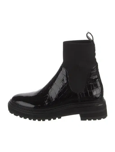 Pre-owned Loeffler Randall Patent Leather Chelsea Boots In Black