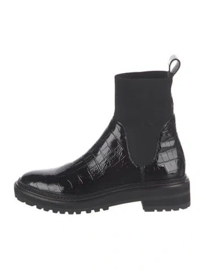 Pre-owned Loeffler Randall Patent Leather Chelsea Boots In Black
