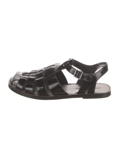 Pre-owned Loeffler Randall Patent Leather Flats In Black