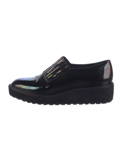 Pre-owned Loeffler Randall Patent Leather Loafers In Black/blue